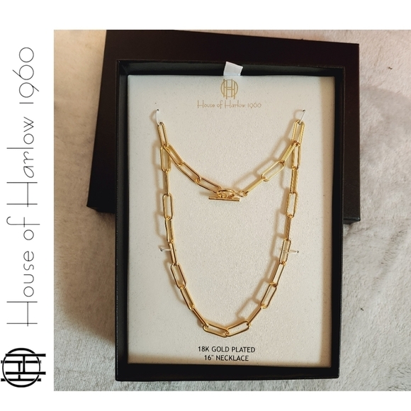 NEW House of Harlow 18kt gold plated paper clip necklace - Picture 7 of 8
